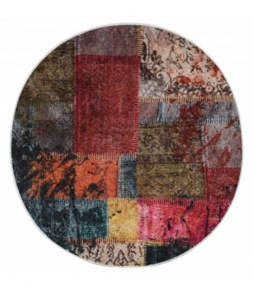 vidaXL Rug Washable Multicolour Ø 200 cm Anti Slip