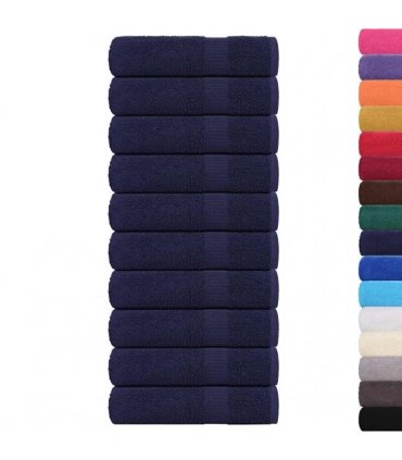 vidaXL Bath Towels FROGN 10 pcs Navy Blue 100 x 150 cm 360 100% Cotton