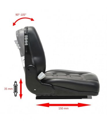 vidaXL Forklift & Tractor Seat with Suspension and Adjustable Backrest
