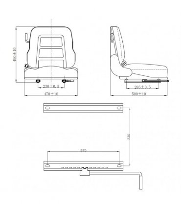 vidaXL Forklift & Tractor Seat with Suspension and Adjustable Backrest