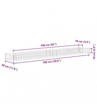 vidaXL Gabion Raised Bed Galvanised Steel 180x30x10 cm