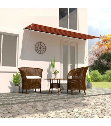 vidaXL Retractable Awning 400x150 cm Orange and Brown