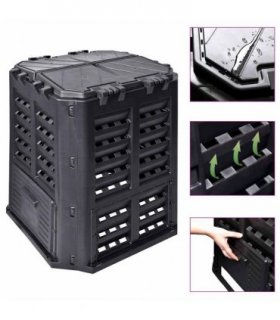 vidaXL Garden Composter Black 68,9x68,9x83,9 cm 360 L