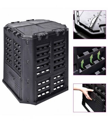 vidaXL Garden Composter Black 68,9x68,9x83,9 cm 360 L