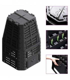vidaXL Garden Composter Black 93,3x93,3x146 cm 1000 L
