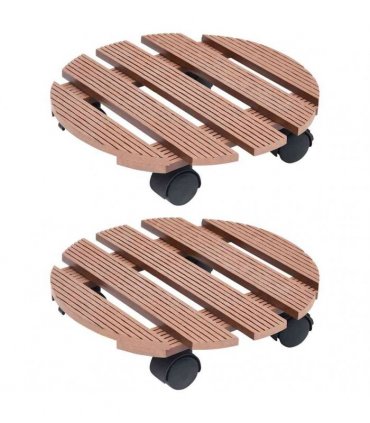 vidaXL Plant Trolleys 2 pcs Brown Ø30x7,5 cm WPC