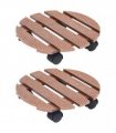 vidaXL Plant Trolleys 2 pcs Brown Ø30x7,5 cm WPC
