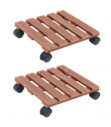 vidaXL Plant Trolleys 2 pcs Brown 30x30x7,5 cm WPC