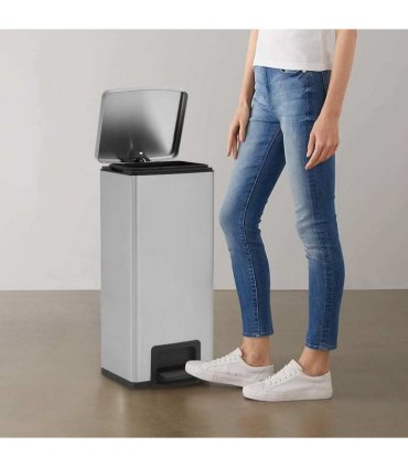vidaXL Dustbin with Pedal Anti-fingerprint 30L Silver Stainless Steel