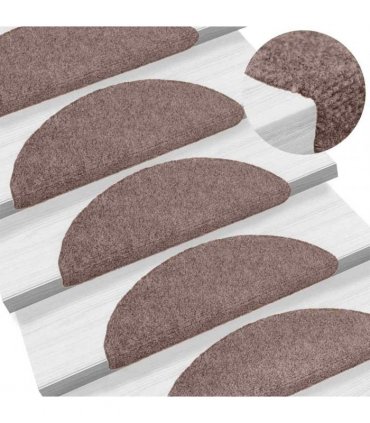 vidaXL Stair Mats Self-adhesive 5 pcs 56x17x3cm Light Brown Half Round