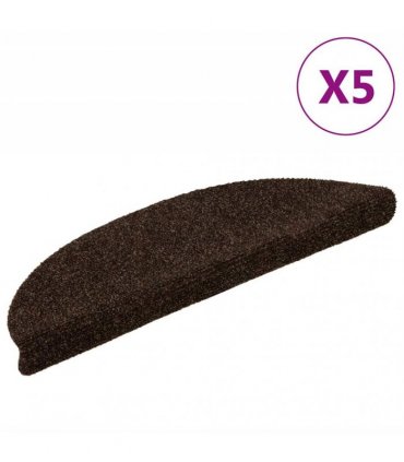vidaXL Stair Mats Self-adhesive 5 pcs 56x17x3 cm Brown Half Round