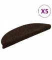 vidaXL Stair Mats Self-adhesive 5 pcs 56x17x3 cm Brown Half Round