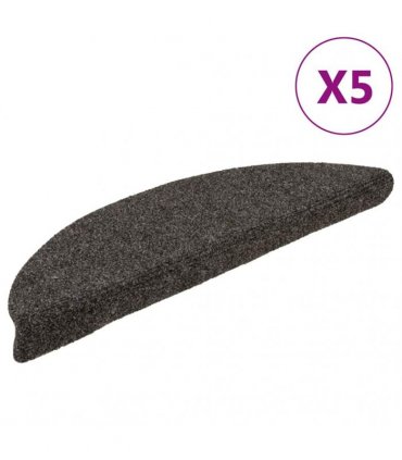 vidaXL Stair Mats Self-adhesive 5 pcs 56x17x3 cm Anthracite Half Round