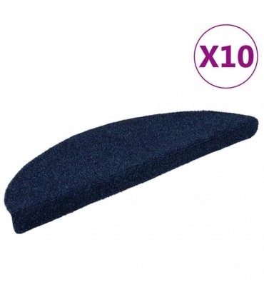 vidaXL Stair Mats Self-adhesive 10 pcs 56x17x3 cm Navy Half Round