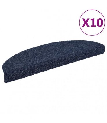 vidaXL Stair Mats Self-adhesive 10 pcs 65x21x4cm Blue Half Round Large