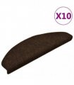 vidaXL Stair Mats Self-adhesive 10 pcs 65x21x4 cm Brown Half Round