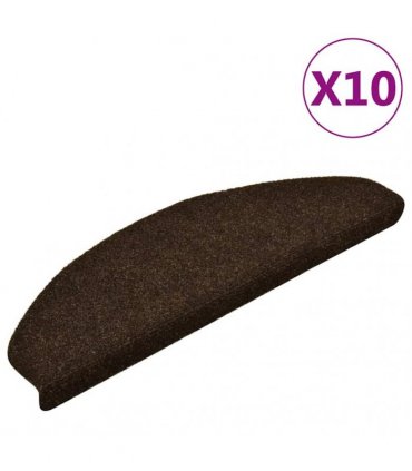 vidaXL Stair Mats Self-adhesive 10 pcs 65x21x4 cm Brown Half Round