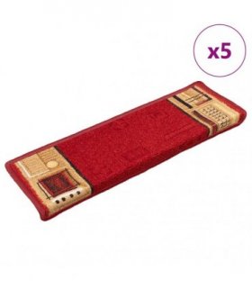 vidaXL Stair Mats Self-adhesive 5 pcs 65x21x4 cm Red
