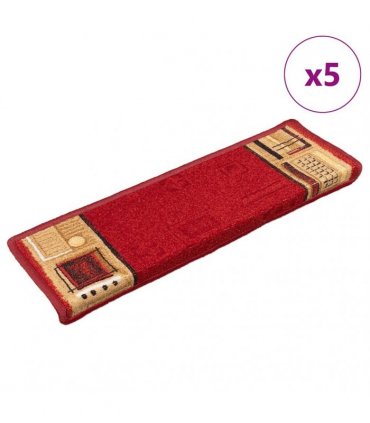 vidaXL Stair Mats Self-adhesive 5 pcs 65x21x4 cm Red