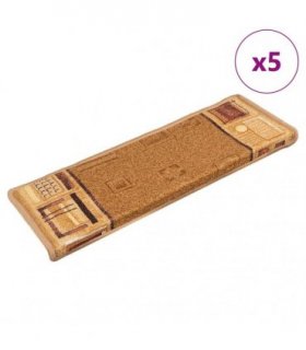 vidaXL Stair Mats Self-adhesive 5 pcs 65x21x4 cm Beige