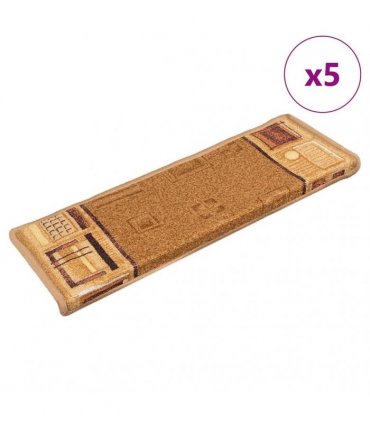 vidaXL Stair Mats Self-adhesive 5 pcs 65x21x4 cm Beige