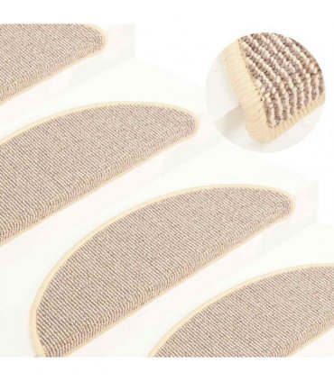 vidaXL Stair Mats 15 pcs 56x17x3 cm White and Brown Half Round