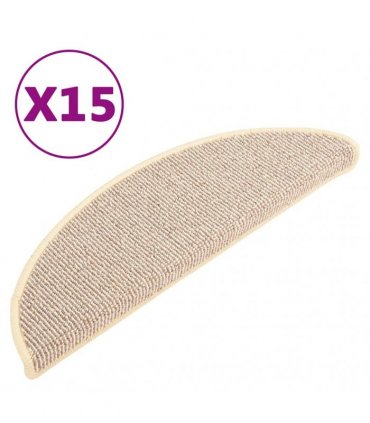 vidaXL Stair Mats 15 pcs 56x17x3 cm White and Brown Half Round