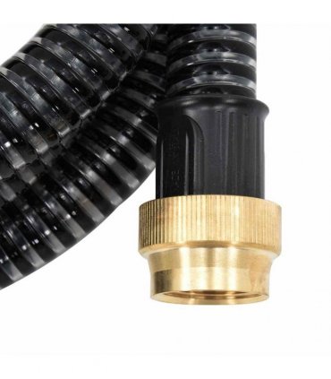 vidaXL Suction Hose with Brass Connectors Black 1,1" 5 m PVC