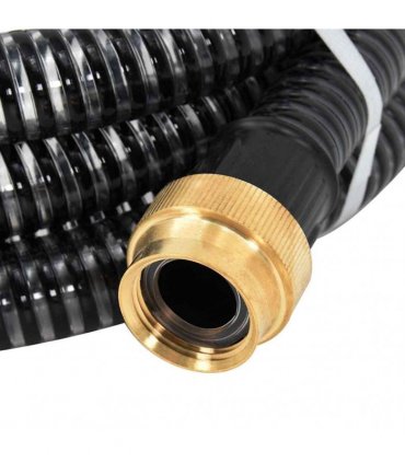 vidaXL Suction Hose with Brass Connectors Black 1,1" 15 m PVC
