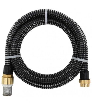 vidaXL Suction Hose with Brass Connectors Black 1,1" 25 m PVC