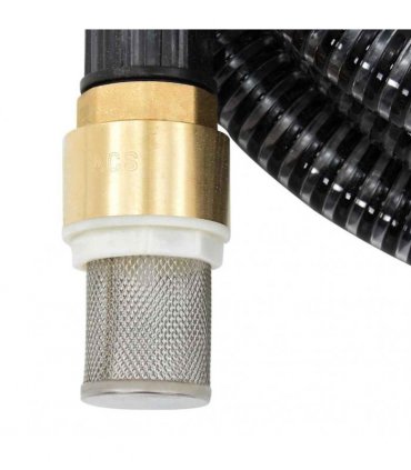 vidaXL Suction Hose with Brass Connectors Black 1,1" 25 m PVC