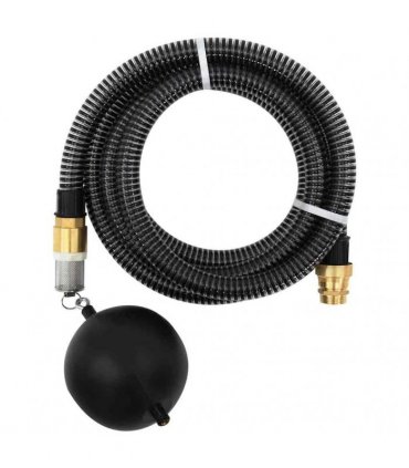 vidaXL Suction Hose with Brass Connectors Black 1,1" 25 m PVC