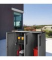 vidaXL Garden Storage Cabinet Grey and Black 102x37x84 cm PP
