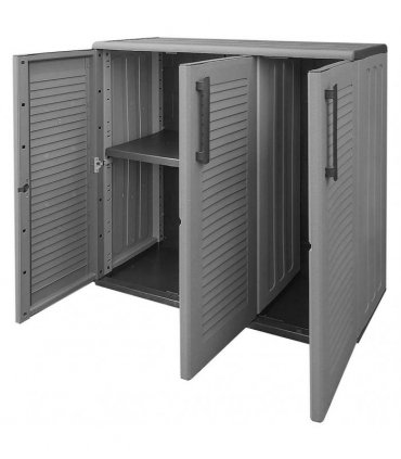 vidaXL Garden Storage Cabinet Grey and Black 102x37x84 cm PP