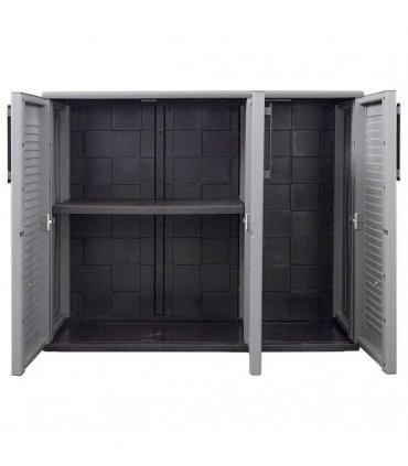 vidaXL Garden Storage Cabinet Grey and Black 102x37x84 cm PP
