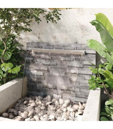 vidaXL Rectangular Waterfall Pool Fountain Stainless Steel 110 cm