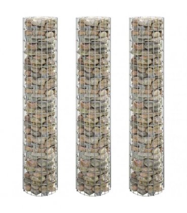vidaXL Circular Gabion Raised Beds 3 pcs Galvanised Steel Ø30x150 cm