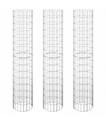 vidaXL Circular Gabion Raised Beds 3 pcs Galvanised Steel Ø30x150 cm