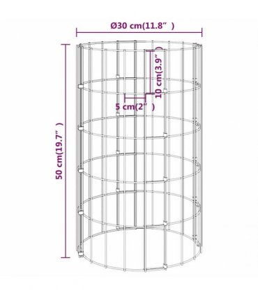 vidaXL Circular Gabion Raised Beds 4 pcs Ø30x50/100/150/200 cm