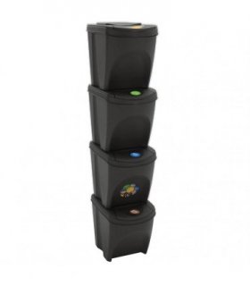 vidaXL Stackable Garbage Bin Boxes 4 pcs Grey 100 L Polypropylene
