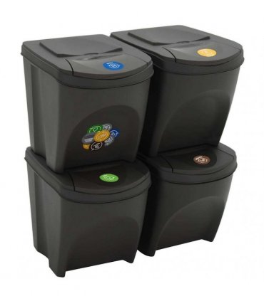 vidaXL Stackable Garbage Bin Boxes 4 pcs Grey 100 L Polypropylene