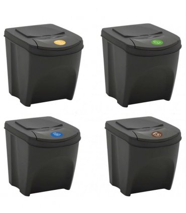 vidaXL Stackable Garbage Bin Boxes 4 pcs Grey 100 L Polypropylene
