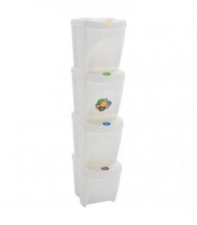 vidaXL Stackable Garbage Bin Boxes 4 pcs White 100 L Polypropylene
