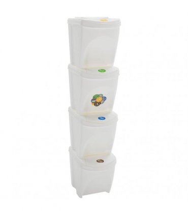 vidaXL Stackable Garbage Bin Boxes 4 pcs White 100 L Polypropylene