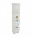 vidaXL Stackable Garbage Bin Boxes 4 pcs White 100 L Polypropylene