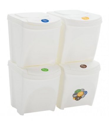 vidaXL Stackable Garbage Bin Boxes 4 pcs White 100 L Polypropylene