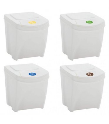 vidaXL Stackable Garbage Bin Boxes 4 pcs White 100 L Polypropylene