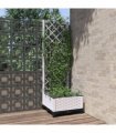 vidaXL Garden Planter with Trellis White 40x40x121.5 cm PP