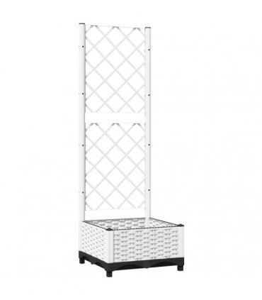 vidaXL Garden Planter with Trellis White 40x40x121.5 cm PP