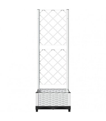 vidaXL Garden Planter with Trellis White 40x40x121.5 cm PP